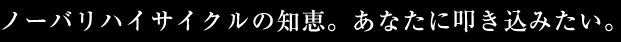 ノーバリハイサイクルの知恵。あなたに叩き込みたい。